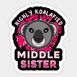 Koala Bear Highly Koalafied Middle Sister Pink Text Sticker